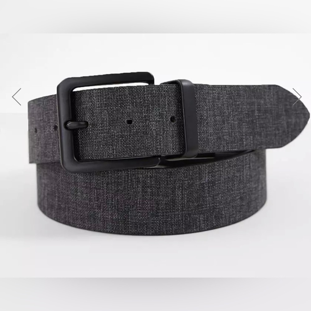 Buckle reversible leather black/grey belt 42